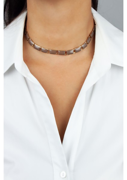 Mineli Kahverengi Kadın Kolye