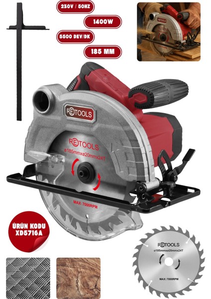 XD5716A 1400W 185 mm Daire Testere