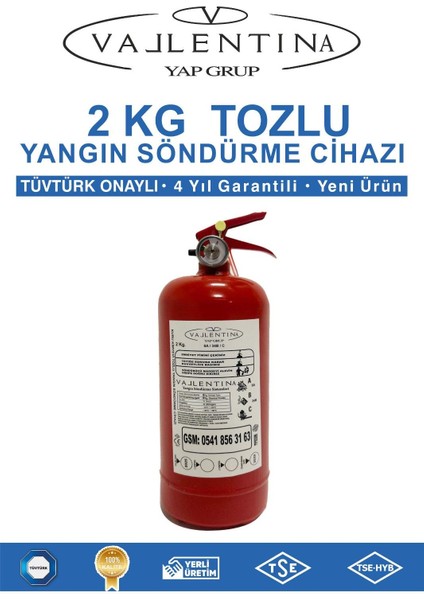 2 kg Yangın Söndürme Cihazı(Tüvtürk Onaylı)