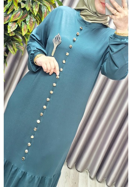 Kadın Giyim Büyük Beden Kristal Düğmeli Elbise fiyatları