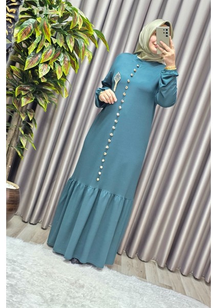 Kadın Giyim Büyük Beden Kristal Düğmeli Elbise modelleri