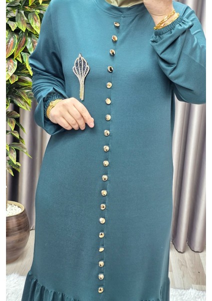 Kadın Giyim Büyük Beden Kristal Düğmeli Elbise indirimleri