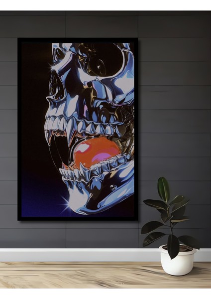 Metalik Kurukafa Yağlı Boya Görünümlü Ahşap Dekoratif Tablo Dikdörtgen Tablo fiyatları