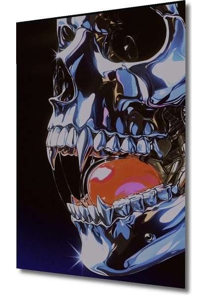 Metalik Kurukafa Yağlı Boya Görünümlü Ahşap Dekoratif Tablo Dikdörtgen Tablo modelleri