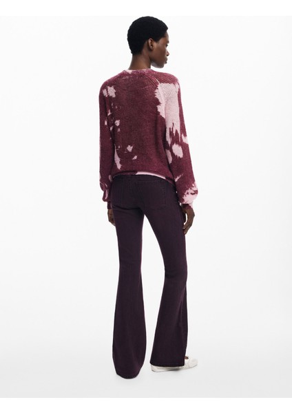 Yuvarlak Yaka Standart Desenli Kırmızı Kazak Kadın 25WWJF31 indirimleri