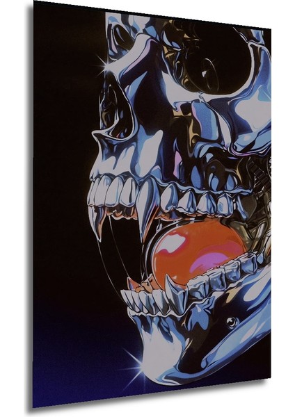 Metalik Kurukafa Yağlı Boya Görünümlü Ahşap Dekoratif Tablo Dikdörtgen Tablo fırsatları