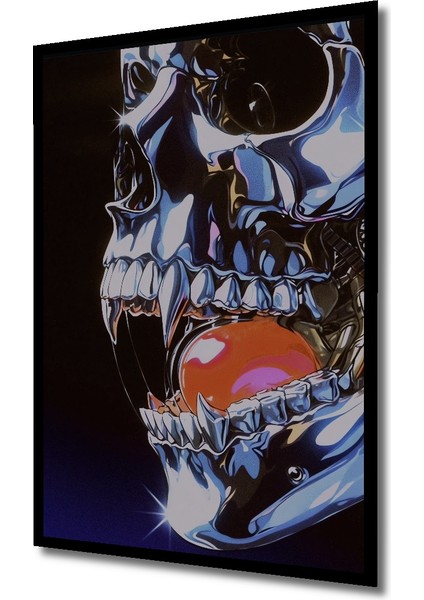 Metalik Kurukafa Yağlı Boya Görünümlü Ahşap Dekoratif Tablo Dikdörtgen Tablo indirimleri