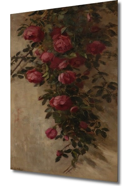 Romantik Gül Bahçesi Yağlı Boya Görünümlü Ahşap Dekoratif Tablo Dikdörtgen Tablo modelleri