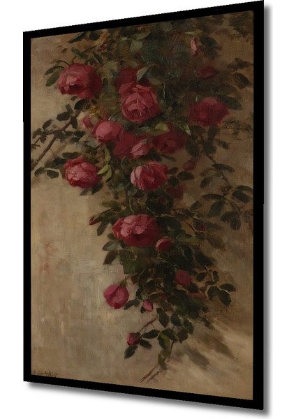 Romantik Gül Bahçesi Yağlı Boya Görünümlü Ahşap Dekoratif Tablo Dikdörtgen Tablo indirimleri