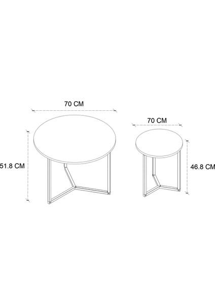 4lü Orta Sehpa Yan Sehpa Dekoratif Sehpa Metal Sehpa Yonca Çam