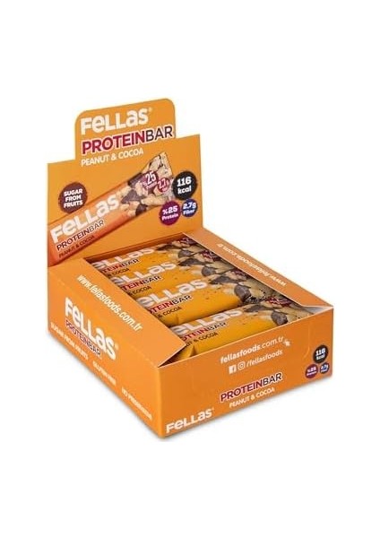 Fellas Protein Bar, Yer Fıstıklı ve Kakaolu, 32GR x 12 Adet modelleri