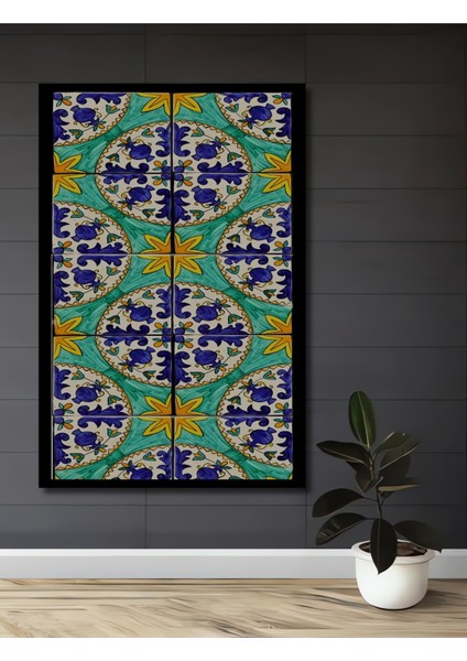 Renkli Karo Desenli Ahşap Dekroatif Tablo Dikdörtgen Tablo fiyatları