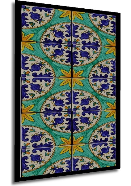 Renkli Karo Desenli Ahşap Dekroatif Tablo Dikdörtgen Tablo