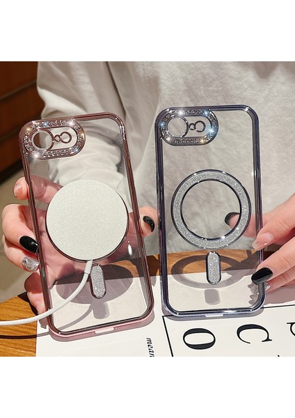 Iphone 16E/SE4 Uyumlu Şeffaf Taşlı Magsafe Özellikli Kılıf modelleri