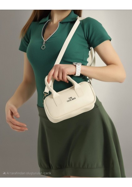Yazı Detaylı Kadın El ve Omuz Çantası