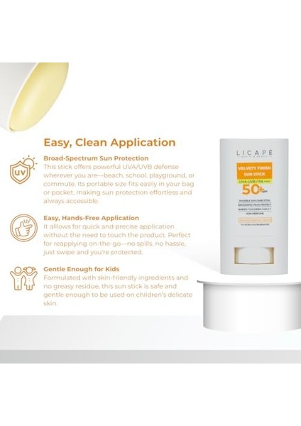 Licape Spf 50+ Güneş Kremi Stick – Yüksek Koruma & Suya Dayanıklı – Tüm Yaş Gruplarına Uygun, Hassas Cilt Dostu, Kolay Uygulama – 18 ml modelleri