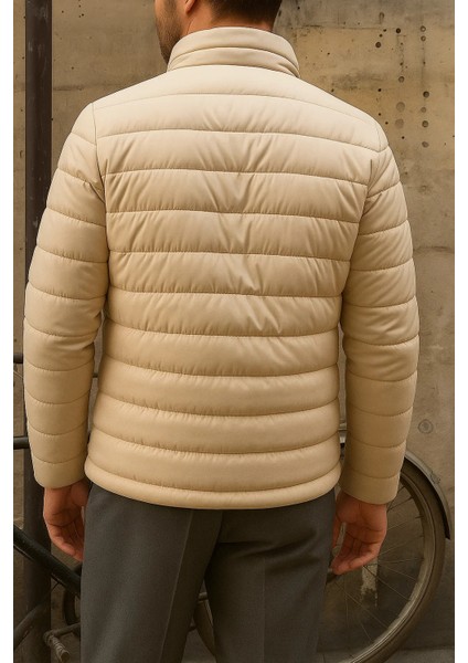 Erkek Kışlık Slim Fit Günlük Krem Şişme Mont indirimleri