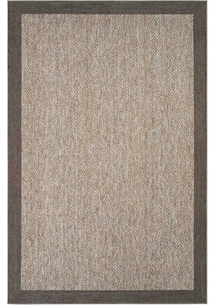 Pratico Kahverengi Mutfak Halısı Dijital Baskı Sisal Hasır Görünüm Kaydırmaz Taban Yıkanabilir Halı