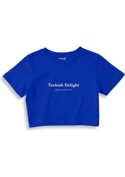 Turkish Delight Crop Tişört - Mavi