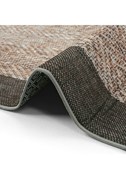 Pratico Kahverengi Mutfak Halısı Dijital Baskı Sisal Hasır Görünüm Kaydırmaz Taban Yıkanabilir Halı