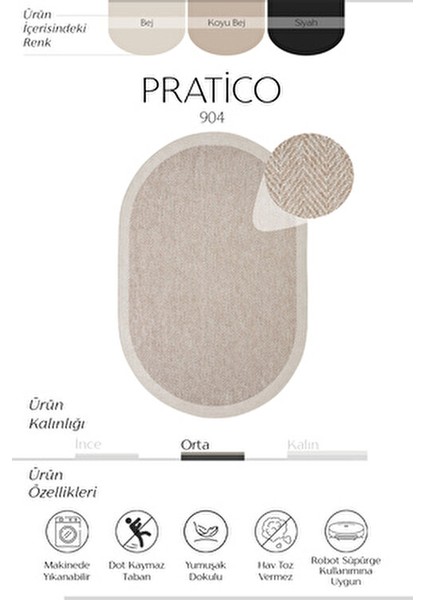 Pratico Bej Oval Mutfak Halısı Dijital Baskı Hasır Görünüm Silinebilir Kaymaz Taban Yıkanabilir Halı fiyatları