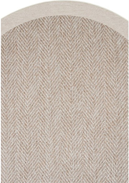 Pratico Bej Oval Mutfak Halısı Dijital Baskı Hasır Görünüm Silinebilir Kaymaz Taban Yıkanabilir Halı