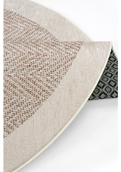 Pratico Bej Oval Mutfak Halısı Dijital Baskı Hasır Görünüm Silinebilir Kaymaz Taban Yıkanabilir Halı