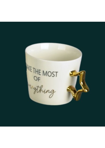 Porselen Kupa 350ML Yıldız Kulp Desen3