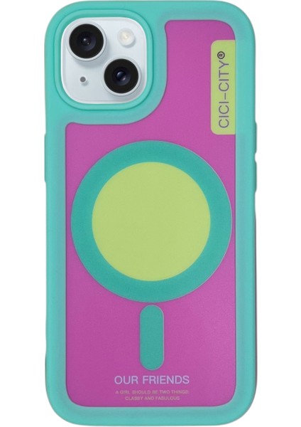 iPhone 13/14 Yeşil Magsafe Uyumlu Premium Silikon Arka Kılıf Güçlendirilmiş Köşe+Kamera-Shockproof