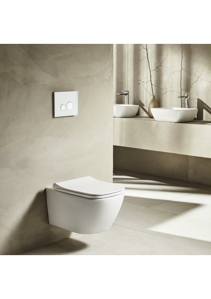 Luna Beyaz Kanalsız Asma Klozet LN5610, Nkp Lento Duroplast Yavaş Kapak