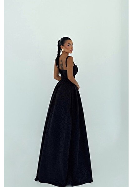 Siyah Lidia Uzun Abiye Elbise ATE-3006 fiyatları