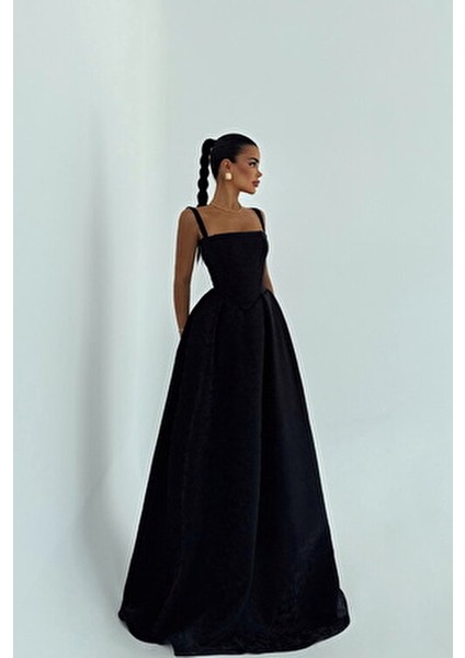 Siyah Lidia Uzun Abiye Elbise ATE-3006 modelleri