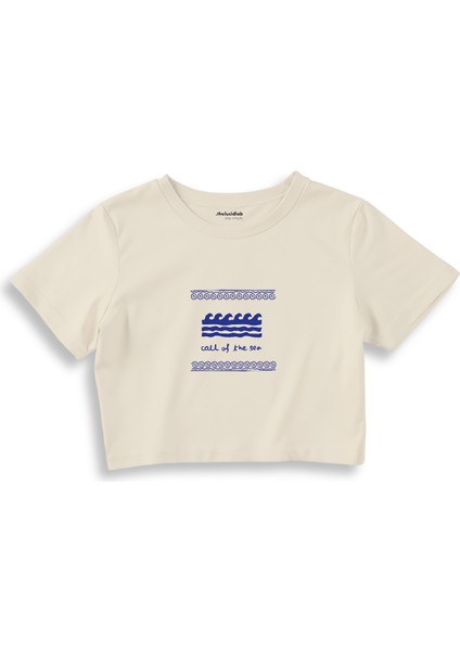 Call Of The Sea Crop Tişört - Ekru