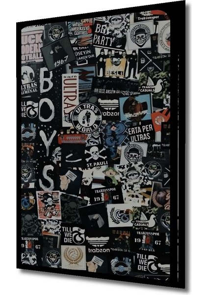 Bohem Sanat Kara Kalem Görünümlü Ahşap Dekoratif Tablo Dikdörtgen Tablo indirimleri