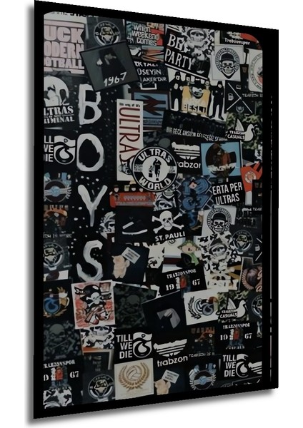 Bohem Sanat Kara Kalem Görünümlü Ahşap Dekoratif Tablo Dikdörtgen Tablo