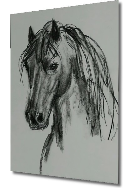 Kara Kalem Görünümlü Ahşap Dekoratif Tablo At Başı Çizimi Sanat Eseri Dikdörtgen Tablo modelleri