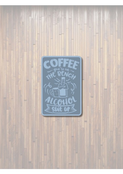 Coffee Nabız Duvar Süsü | 17X40 cm | Kalp Atışı Desenli Kahve Yazısı