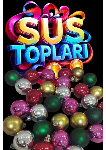 Yılbaşı ve Eğlenceli Günler Süs Topları Karma Renkler 4 cm