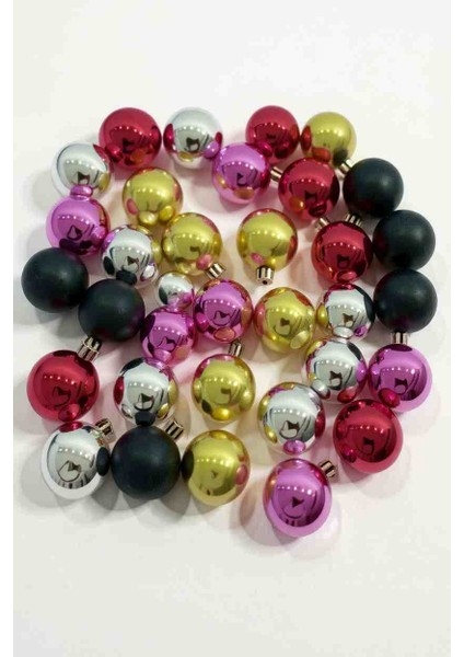 Yılbaşı ve Eğlenceli Günler Süs Topları Karma Renkler 4 cm modelleri