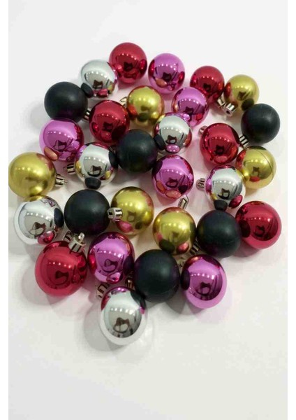 Yılbaşı ve Eğlenceli Günler Süs Topları Karma Renkler 4 cm indirimleri