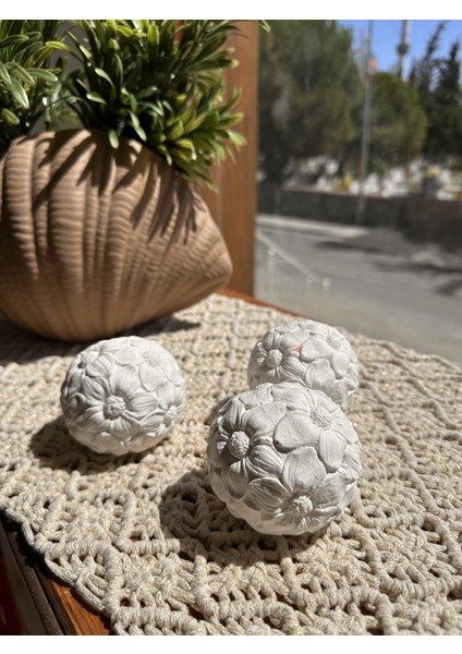 Boyanabilir 3'lü Çiçek Toplar, Dekoratif Obje