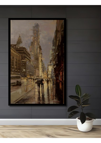 New York Yağlı Boya Görünümlü Ahşap Dekoratif Tablo Dikdörtgen Tablo fiyatları