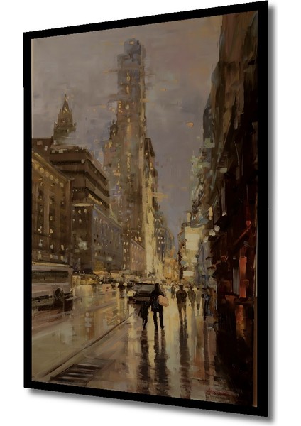 New York Yağlı Boya Görünümlü Ahşap Dekoratif Tablo Dikdörtgen Tablo indirimleri