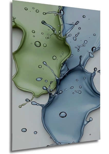 Sulu Boya Görünümlü Soyut Su Damlaları Ahşap Dekoratif Tablo Dikdörtgen Tablo fırsatları