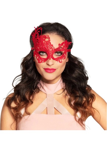 Kırmızı Renk Dantel Örgü Işlemeli Parti Maskesi Model 1 - Lisinya fiyatları