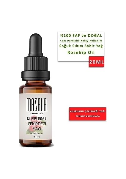 Masala Saf Kuşburnu Çekirdeği Yağı 20 Ml. (Rosehip Oil) Soğuk Pres