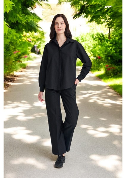 Yazlık Gömlek Pantolon Ikili Keten Takım