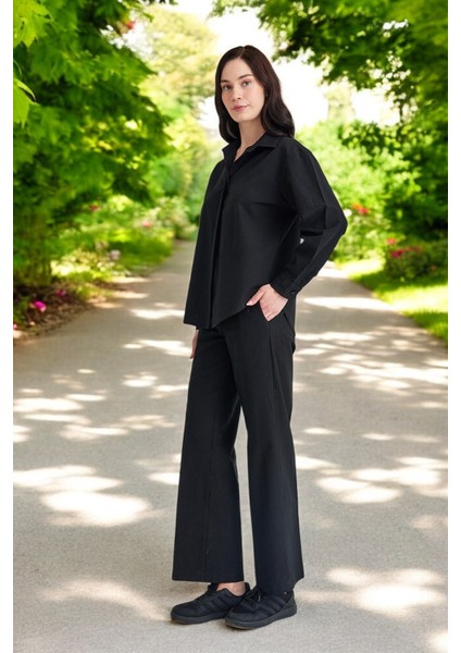 Yazlık Gömlek Pantolon Ikili Keten Takım