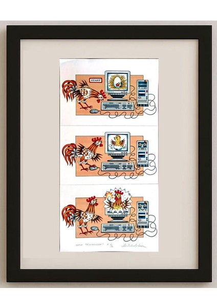 Maya Tcholakova 43x20cm Orijinal Karikatür Tablo