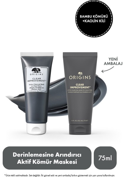 Clear Improvement Aktif Kömürlü Gözenek Karşıtı Yüz Maskesi 75 ml – Derinlemesine Temizlik ve Arındırma